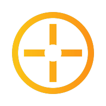 A bold orange target symbol featuring a central circle surrounded by a larger circular outline. The design is sleek and modern, emphasising precision and focus, with clean lines that evoke a sense of clarity and direction against a stark black background.