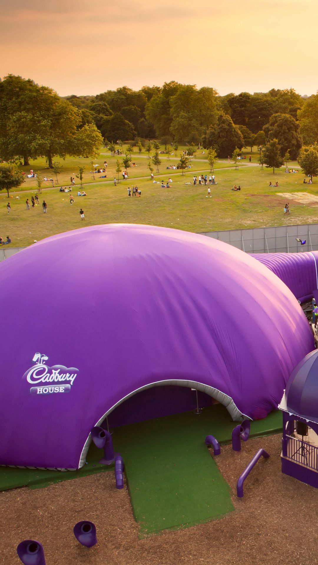 A photo of a large puple dome