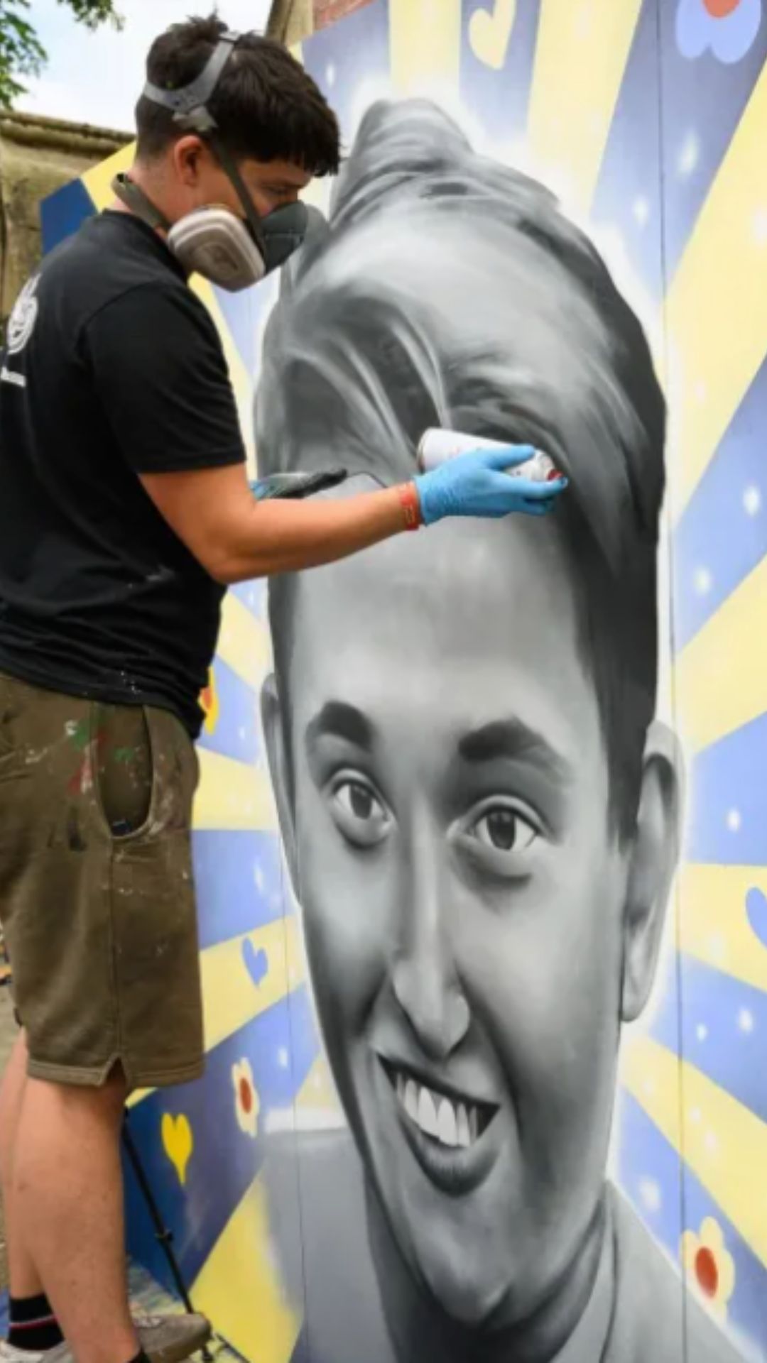 A mural being painted
