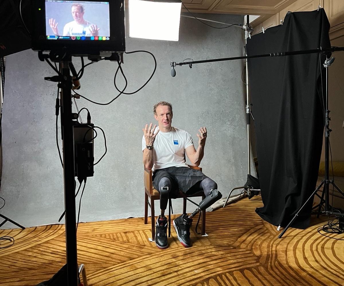 Man being photographed