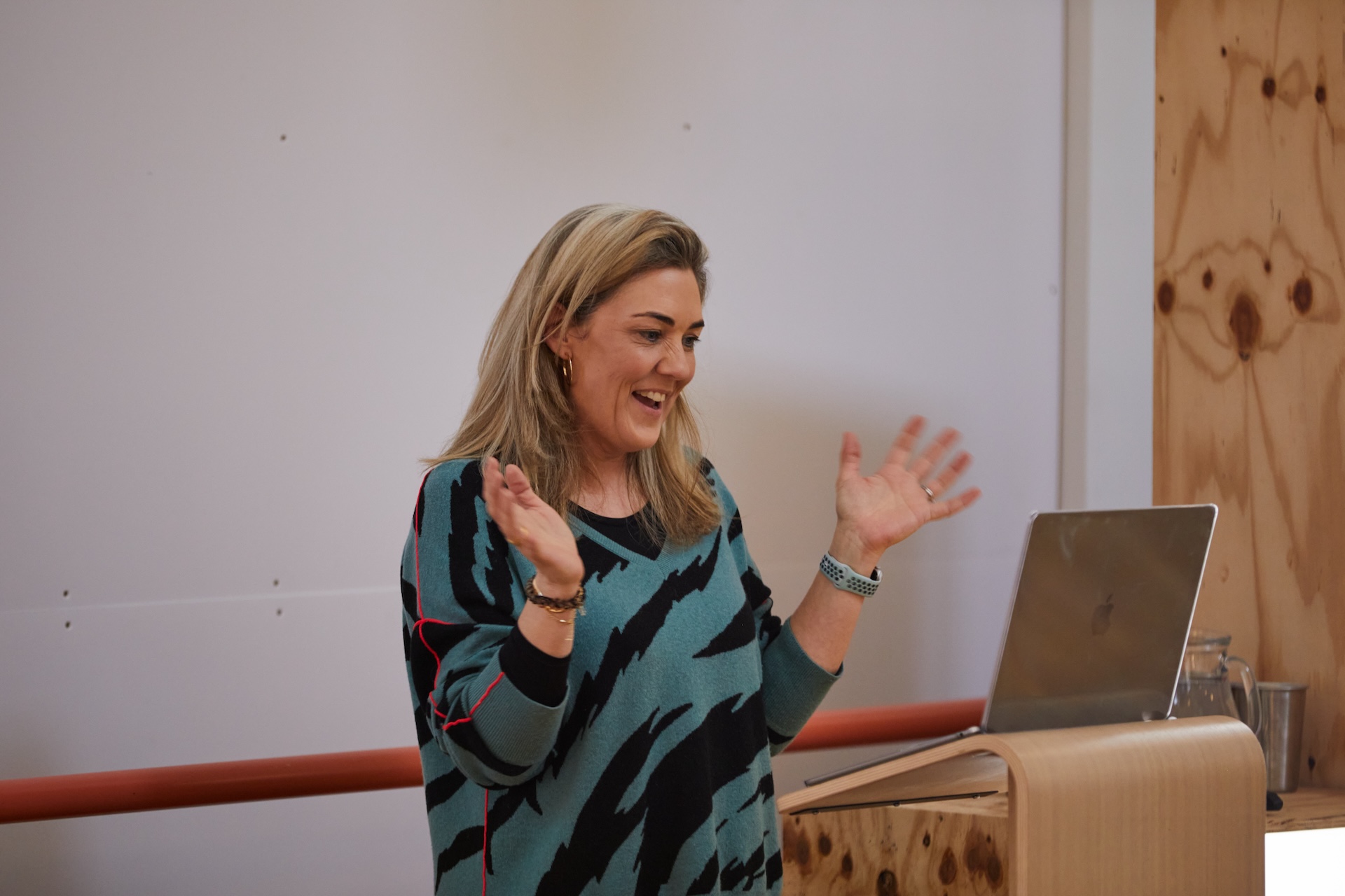 Jess Hargreaves presenting